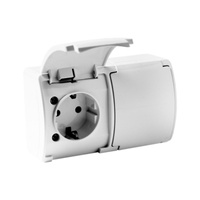 2-fach Steckdose Schuko IP44 Schukodose Doppelsteckdose mit Klappdeckel weiß 182-01-DRV