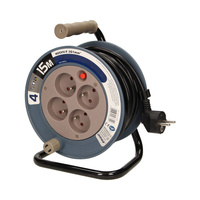 Kabeltrommel Verlängerungskabel franz. System MINI grau 3x1mm² 15m 4x2P+E OR-AE-1339/G