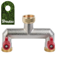 2-Wege Verteiler mit Absperrhähnen für Auslaufventile Messing 3/4" Bradas BR-3034