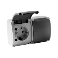 2-fach Steckdose Schuko IP44 Doppelsteckdose Klappdeckel grau/anthrazit 182-08-DRV