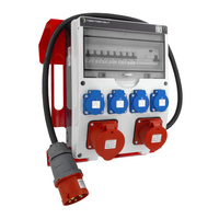 Baustromverteiler 16A 32A CEE 4x230V mit Hängeständer und Stecker mit Kabel  TGD-S/FI Stromverteiler Wandverteiler mit VDE Sicherungen Doktorvolt DV-6067-D