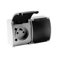 2-fach Steckdose französisch System Doppelsteckdose Klappdeckel IP44 graphit 162-08-DRV