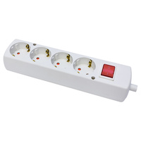Tragbare Steckdosenleiste 4x 230V Schuko weiß mit Schalter T-97597