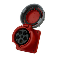 Anbausteckdose 63A 5P Einbausteckdose gerade 6h 400V IP66 Anbaudose rot grau Twist Typ335 PCE 335-6