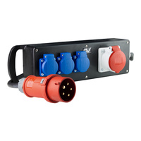 CEE Stromverteiler Vollgummi 16A/400V auf 16A/400V 3x230V Doktorvolt DV-2568-RB