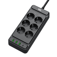 Steckdosenleiste mit 6x Schuko 230V 3x USB-A 1x USB-C 2m Schwarz W-00354