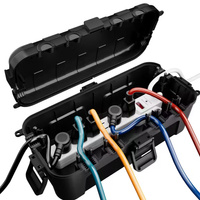 Kabelbox wasserdicht 29x13,2x10cm außen Kabelkasten für Verlängerungskabel, Steckdosenleisten große Elektrobox 6 Durchlässe Garten Organizer Schwarz Camping Box für Weihnachtsbaumbeleuchtung DV-6654 Doktorvolt