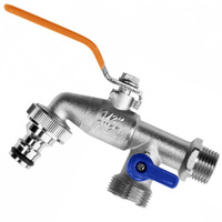 DUO Doppelanschluß Kugelhahn Wasserhahn 3/4" AG mit 2x AG 1" Abgang BRADAS GKK0534