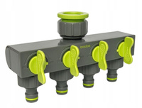 Wasserverteiler 4 Wege 4 Ventilen 4fach Verteiler für Gartenschlauch Absperrhahn Schlauchverteiler Bradas LE-03033K