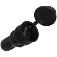 Tragbare zerlegbar Steckdose 230V Schuko IP44 mit Klappe Schwarz W-01150